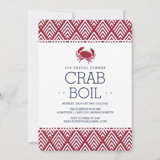Summer Crab Boil Party Einladung (Vorderseite)
