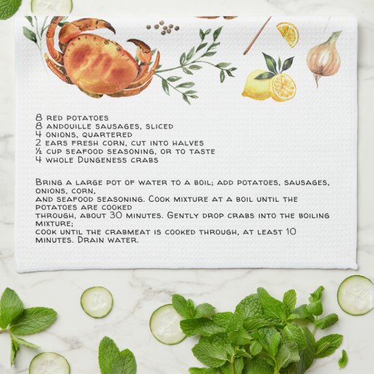 Summer Crab Boil | Recipe Heirloom Teetuch Geschirrtuch (Gefaltet)