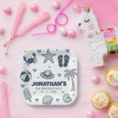 Summer Crab Popsicle Seashell Ball Birthday Party  Pappteller (Party)