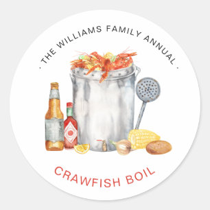 Summer Crawfish Boil   Niedrig-Land-Kochen Runder Aufkleber