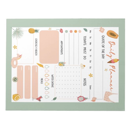 Summer Daily Planner Notepad  Notizblock (Vorderseite)