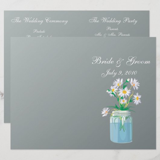 Summer Daisies Folded Wedding Program (Vorne/Hinten)