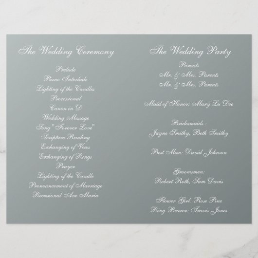 Summer Daisies Folded Wedding Program (Rückseite)