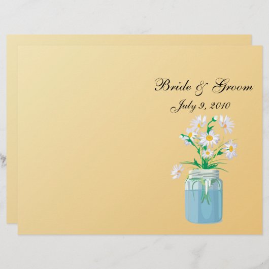 Summer Daisies Folded Wedding Program (Vorne/Hinten)