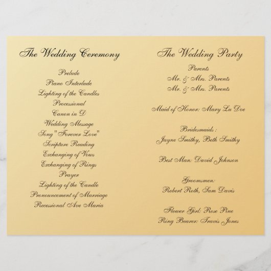 Summer Daisies Folded Wedding Program (Rückseite)