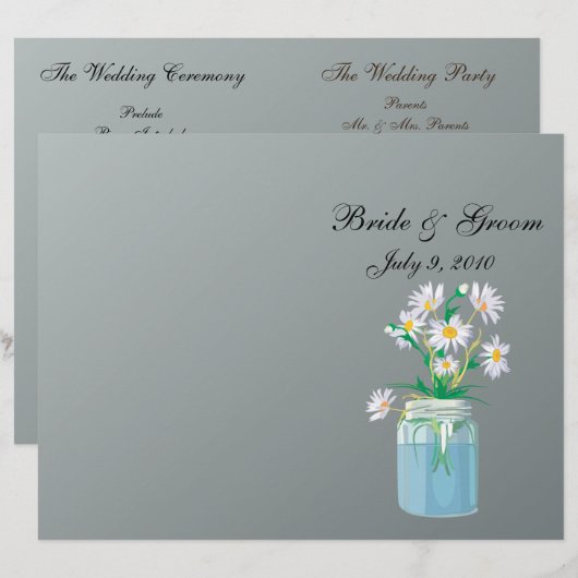 Summer Daisies Folded Wedding Program (Vorne/Hinten)