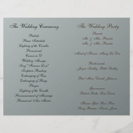 Summer Daisies Folded Wedding Program (Rückseite)