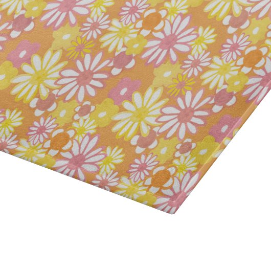 Summer Daisies Glas Cutting Board Schneidebrett (Ecke)