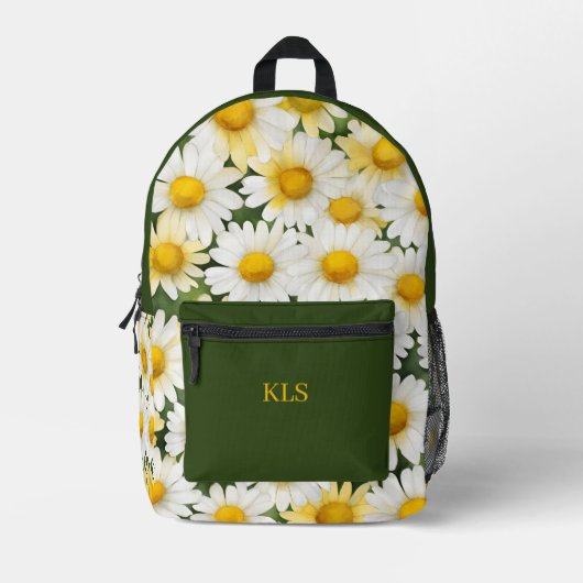 Summer Daisies Monogram Bedruckter Rucksack (Vorderseite)