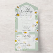 Summer Daisies on Sage Green All In One Einladung (Innen Boden)