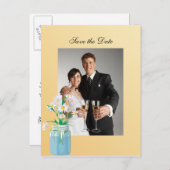 Summer Daisies Save the Date Postcard Ankündigungspostkarte (Vorne/Hinten)