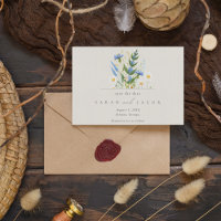 Summer Daisy Blue Floral Botanical Wedding