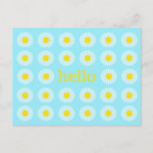Summer Daisy Blue und Yellow Hello Postkarte (Vorderseite)