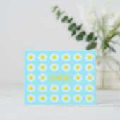 Summer Daisy Blue und Yellow Hello Postkarte (Stehend Vorderseite)