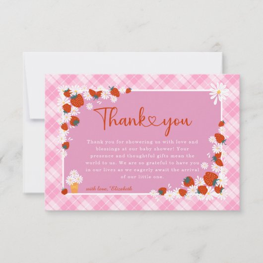 Summer Daisy Blume Berry Sweet Baby Dusche Dankeskarte (Vorderseite)