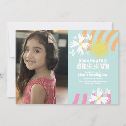 Summer Daisy Blume Retro Way Two Groovy Foto (Vorderseite)