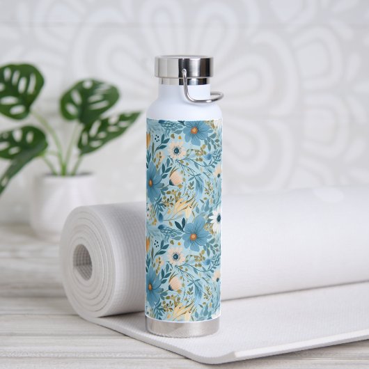 Summer Daisy Design auf blau Trinkflasche (Yoga)