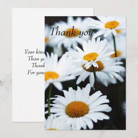 Summer Daisy Flat Danke-Card Dankeskarte (Vorne/Hinten)
