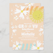 Summer Daisy Groovy Sun Rainbow Baby Dusche Einladung (Vorne/Hinten)