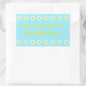Summer Daisy Personalisiert Book Plate Rechteckiger Aufkleber (Tasche)