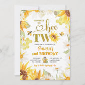 Summer Daisy Sonnenblume Biene Zweiten Geburtstag Einladung (Vorderseite)