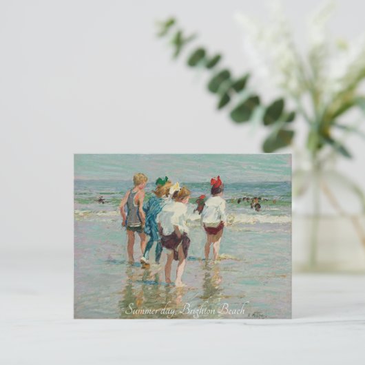 "Summer Day-Brighten Beach-EH Potthast" Postkarte (Stehend Vorderseite)