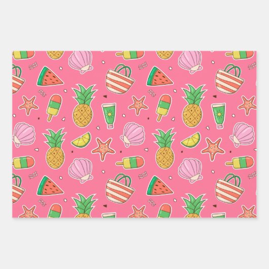Summer Days Beach Wrapping Paper Set Geschenkpapier Set (Vorderseite)