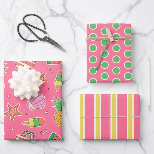 Summer Days Beach Wrapping Paper Set Geschenkpapier Set (Vorderseite)