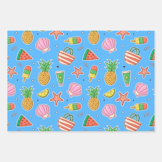 Summer Days Beach Wrapping Paper Set Geschenkpapier Set (Vorderseite)