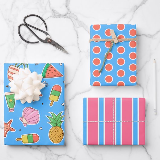 Summer Days Beach Wrapping Paper Set Geschenkpapier Set (Vorderseite)