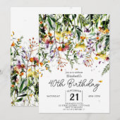 Summer Delicate Wildblumen 40. Geburtstag Einladung (Vorne/Hinten)