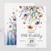 Summer Delicate Wildblumen 40. Geburtstag Einladung (Vorne/Hinten)
