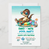 Summer Dino Pool Party Geburtstag Einladung (Vorderseite)