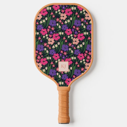 Summer Ditsy Mit Monogramm Pickleball Paddel Pickleball Schläger (Vorderseite)