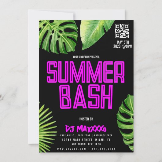 Summer DJ Event Beach Party Bar Club Flyer Einladung (Vorderseite)