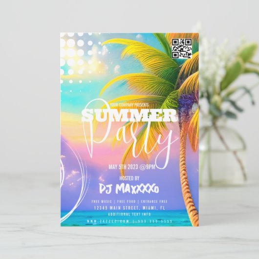 Summer DJ Event Beach Partys Club Flyer C Einladung (Stehend Vorderseite)