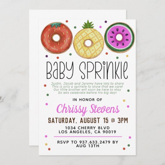 Summer Donut Baby Sprinkle Dusche Einladung (Vorne/Hinten)