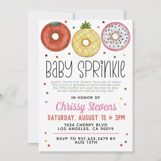 Summer Donut Baby Sprinkle Dusche Einladung (Vorderseite)