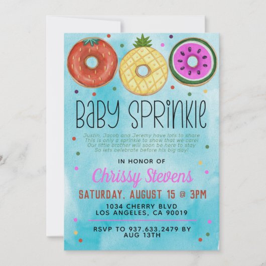 Summer Donut Baby Sprinkle Dusche Einladung (Vorderseite)