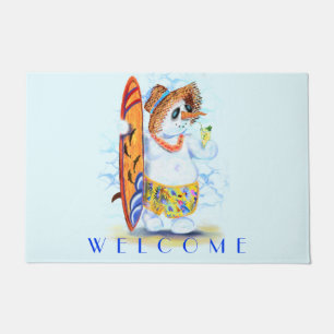 Summer Doormat Snowman Surfer - Spaß Fußmatte