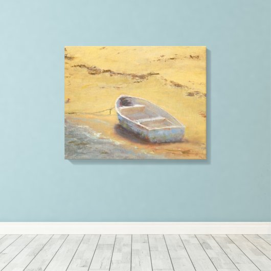 Summer Dory - Boot an der Küste Leinwanddruck (Insitu (Holzboden))