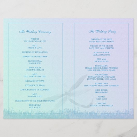 Summer Dragonfly Wedding Ceremony Bi Fold Program (Rückseite)
