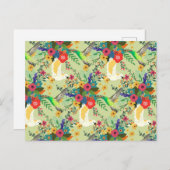 Summer Dschungel Tropical Parrot Blume Blossom Ankündigungspostkarte (Vorne/Hinten)