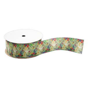 Summer Dschungel Tropical Parrot Blume Blossom Ripsband