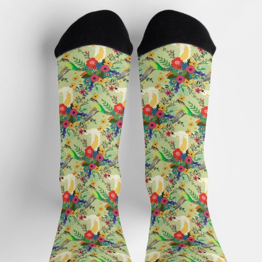 Summer Dschungel Tropical Parrot Blume Blossom Socken (Oben)