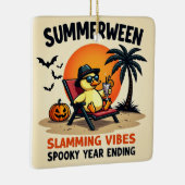 Summer Duck And Pretty Witch Halloween Keramikornament (Rechts)