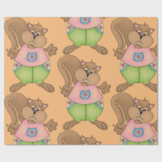Summer Eichhörnchen Geschenkpapier (Flach)