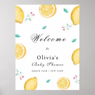 Summer Elegant Lemon Citrus Baby Dusche Willkommen Poster