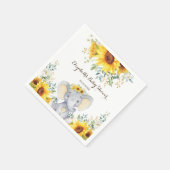 Summer Elephant Watercolor Sonnenblumendusche Serviette (Ecke)