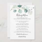 Summer Eukalyptus Wedding Kissing Menu Game Card (Vorderseite)